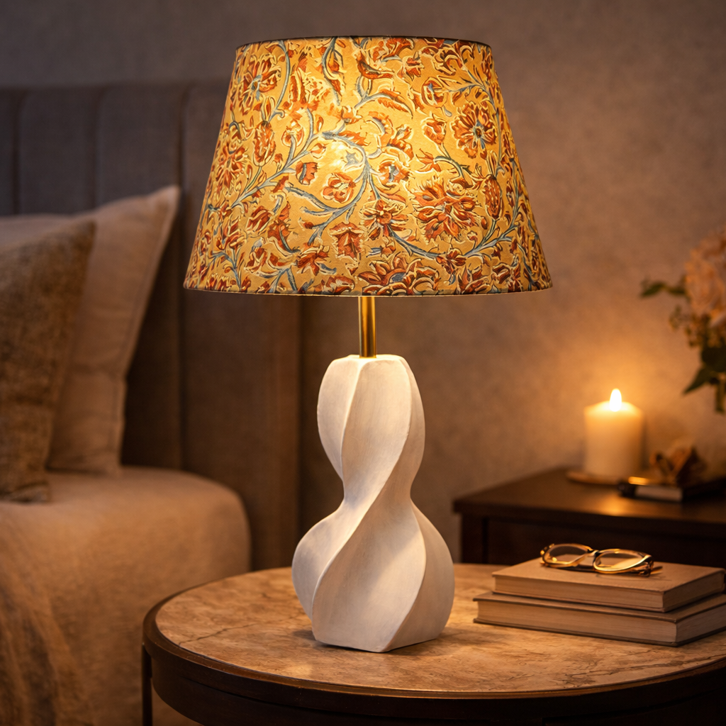 Golden Kalamkari Straight Empire & Lumo Twist White Combo