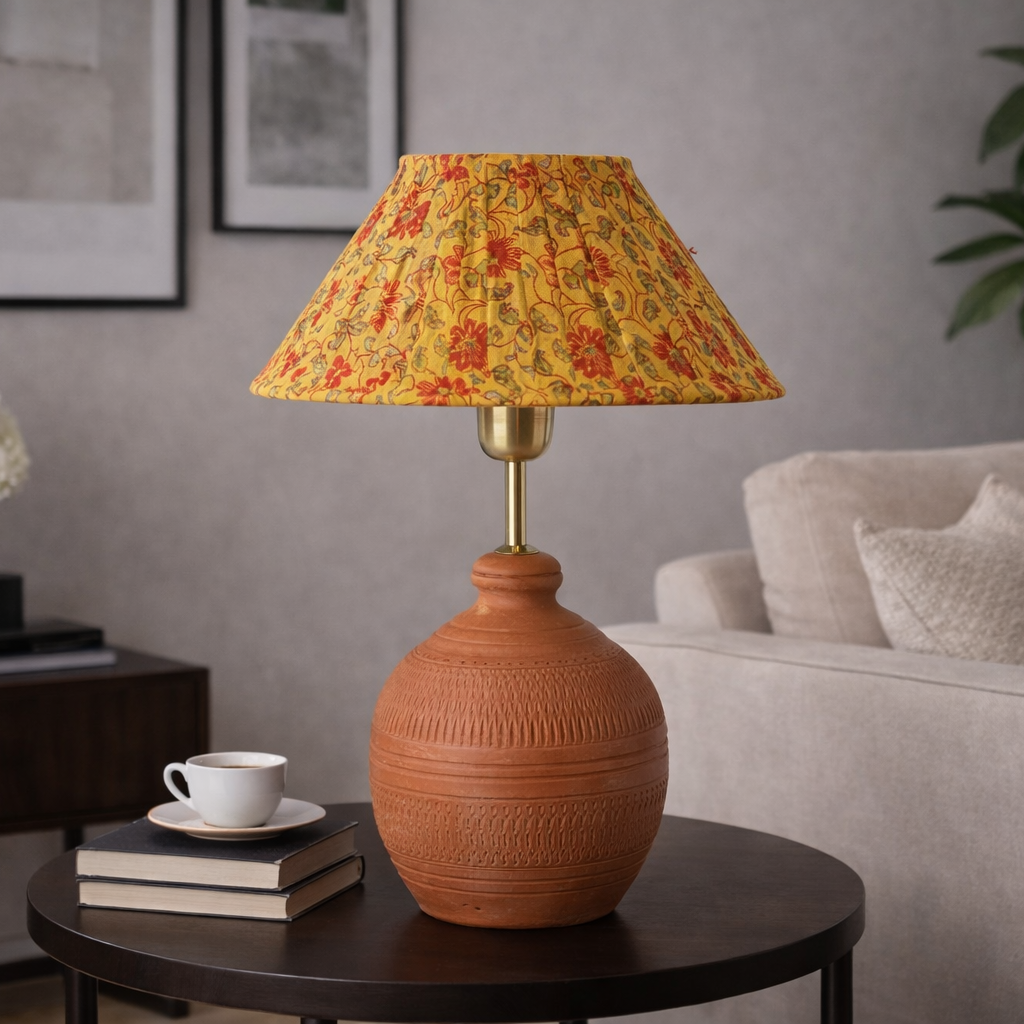 Autumn Blaze Vine Coolie Pleated & Koora Earth Red Combo