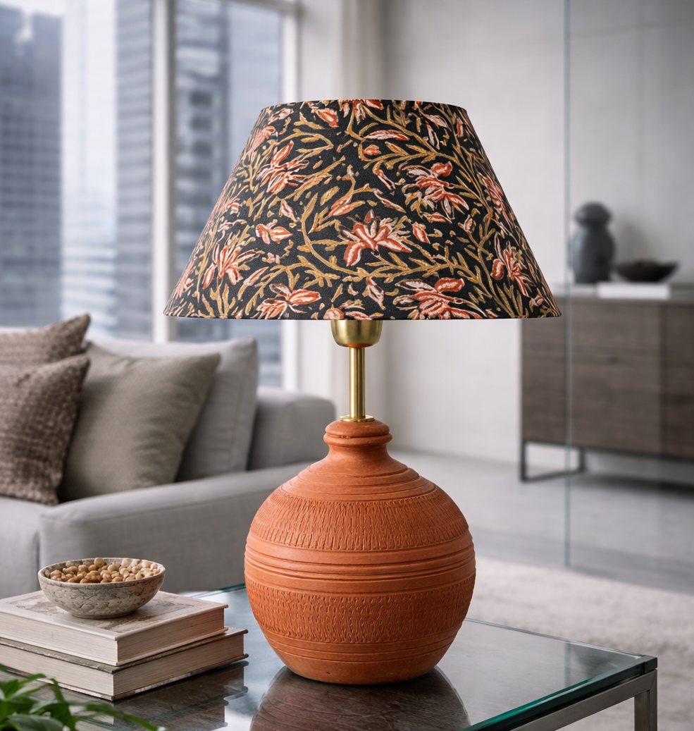 Midnight Kalamkari Coolie Cone & Koora Earth Red Combo