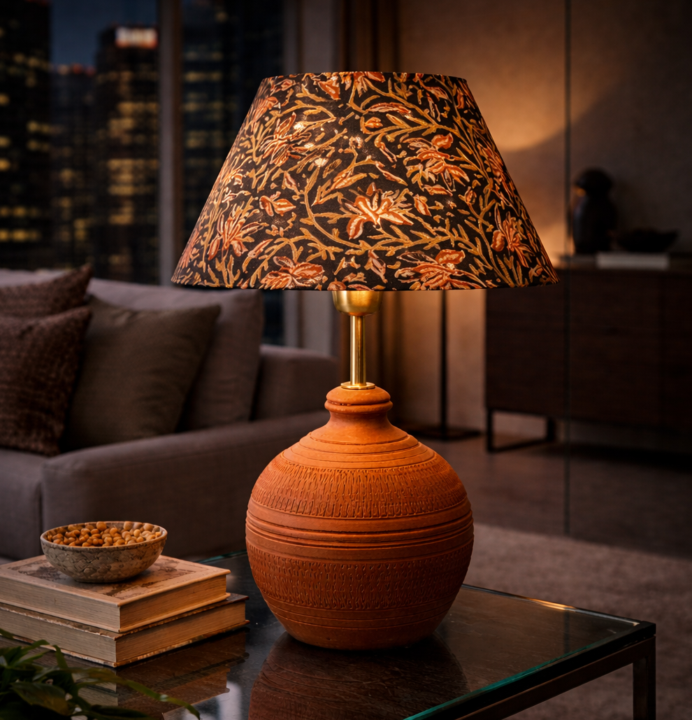 Midnight Kalamkari Coolie Cone & Koora Earth Red Combo