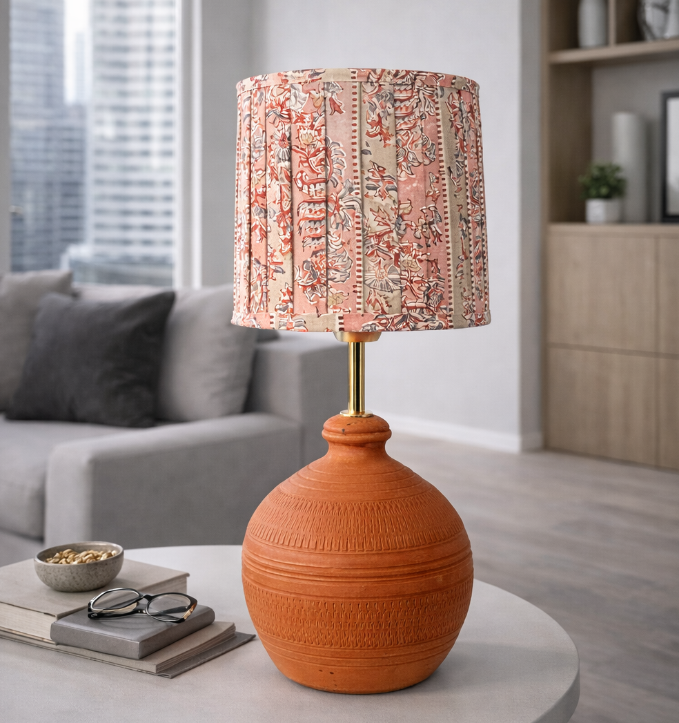 Kalamkari Virtical Rythm Pleated & Koora Earth Red Combo