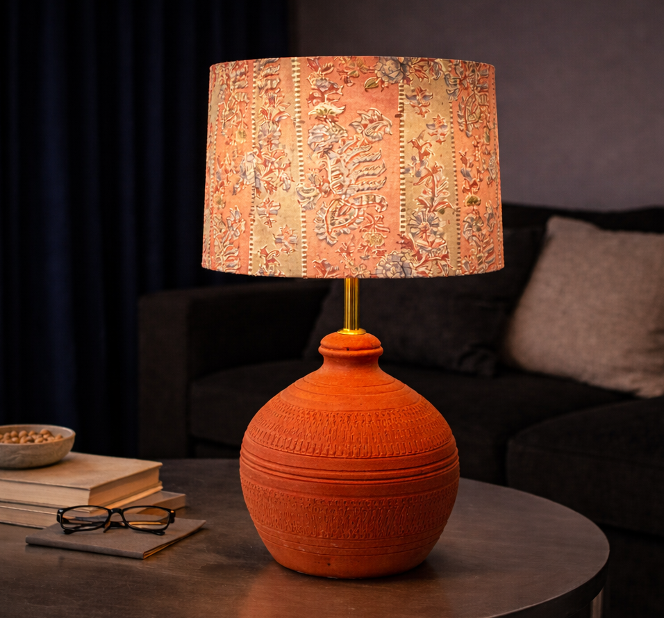 Kalamkari Vertical Rythm Drum & Koora Earth Red Combo