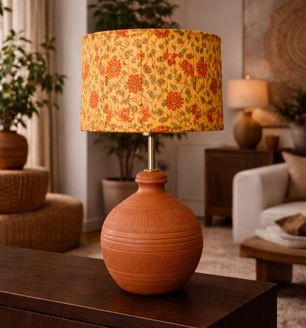 Autumn Blaze Vine Drum Pleated & Koora Earth Red Combo