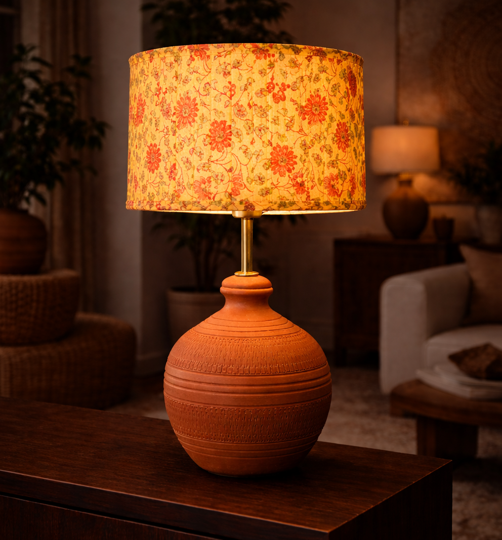 Autumn Blaze Vine Drum Pleated & Koora Earth Red Combo
