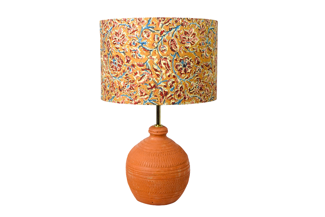 Golden Kalamkari Drum & Koora Earth Red Combo