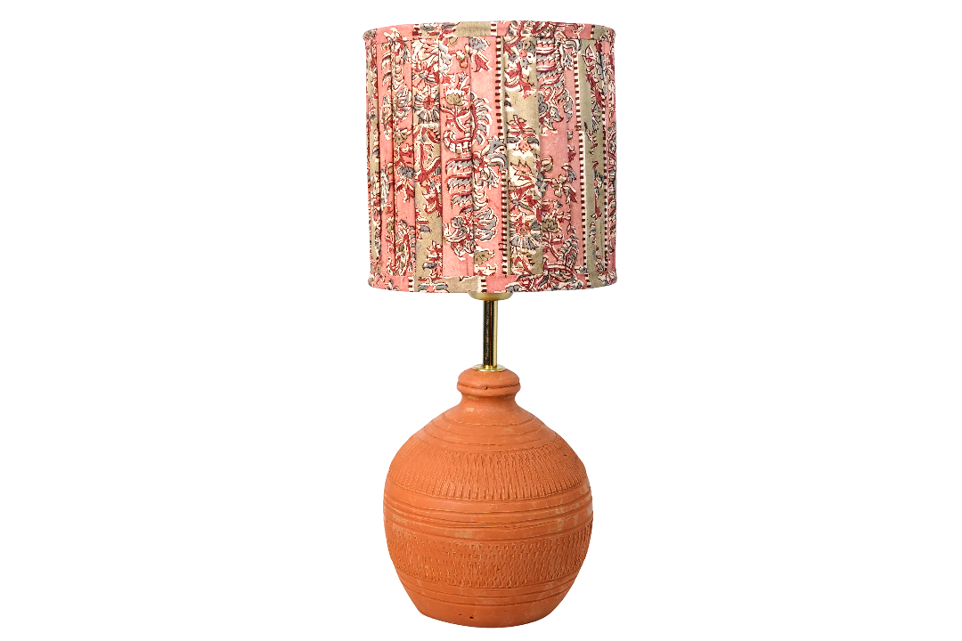 Kalamkari Virtical Rythm Pleated & Koora Earth Red Combo