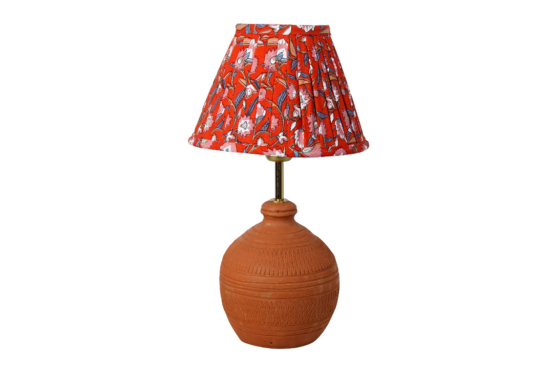 Crimson Floral HE Pleated & Koora Earth Red Combo